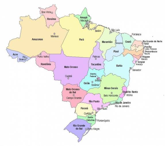 Mapa do Brasil mostrando seus estados e capitais. Agora que chegamos à Florianópolis, podemos dizer que estivemos em todoas elas durante os 1000dias!